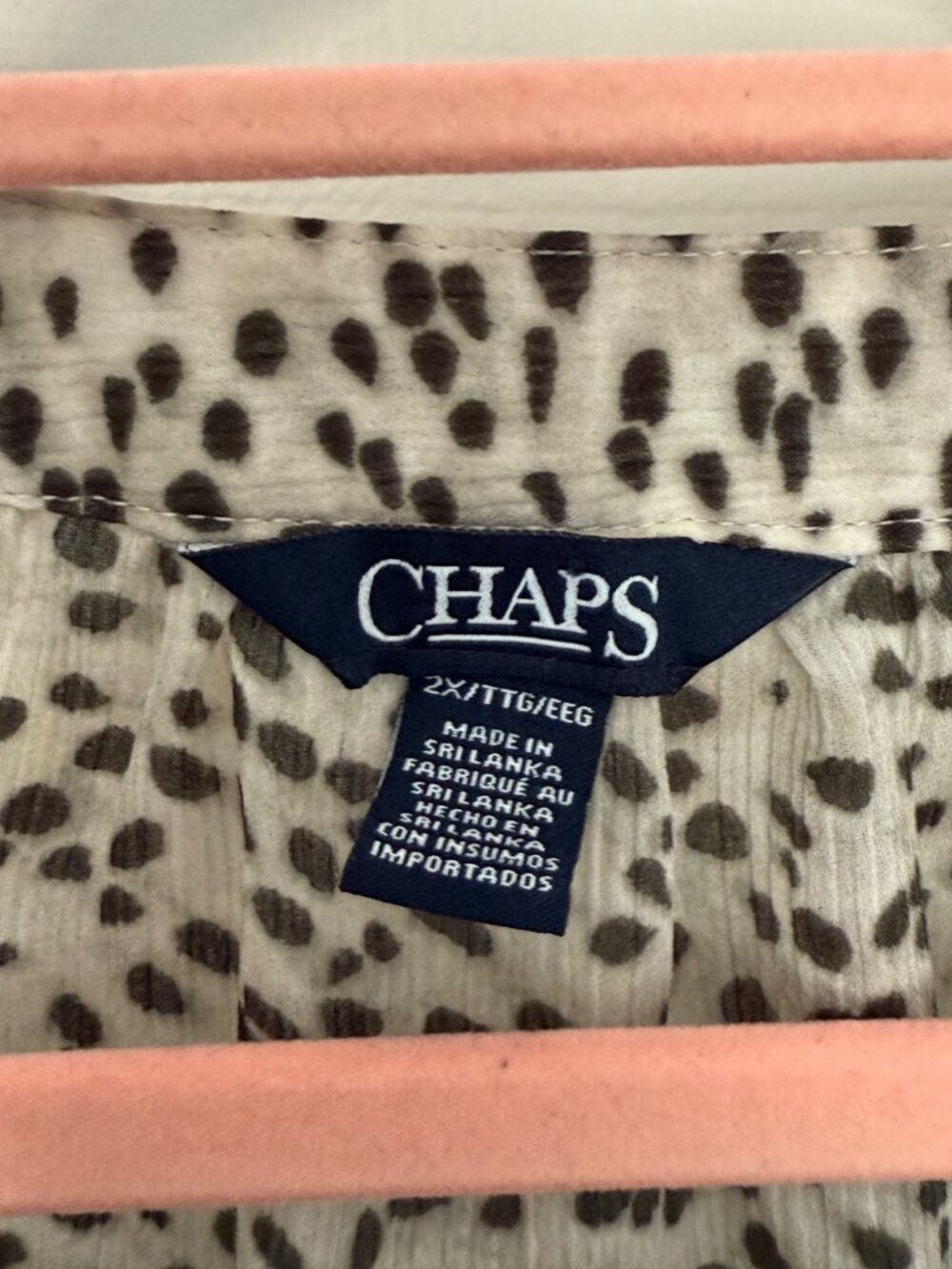 Chaps Animal Print Flutter Sleeve Black White V-neck Blouse Flowy Career 2X - Picture 3 of 6